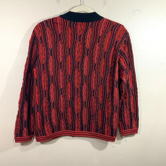 Vintage Purely Australian Mens Wool 3D Knit Full Zip Cardigan XXL Orange 90s - Picture 4 of 11